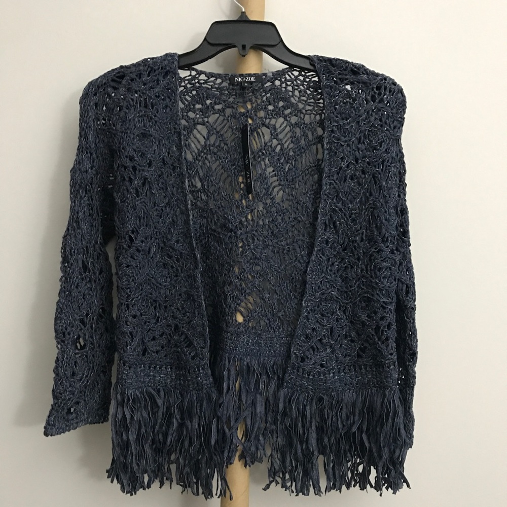 NIC+ZOE FIJI WAVES FRINGE JACKET size M